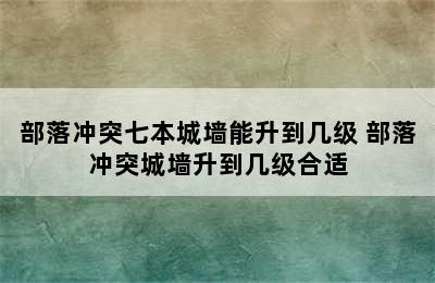 部落冲突七本城墙能升到几级 部落冲突城墙升到几级合适